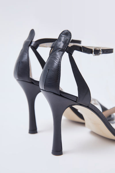 BLACK LEATHER SANDALS