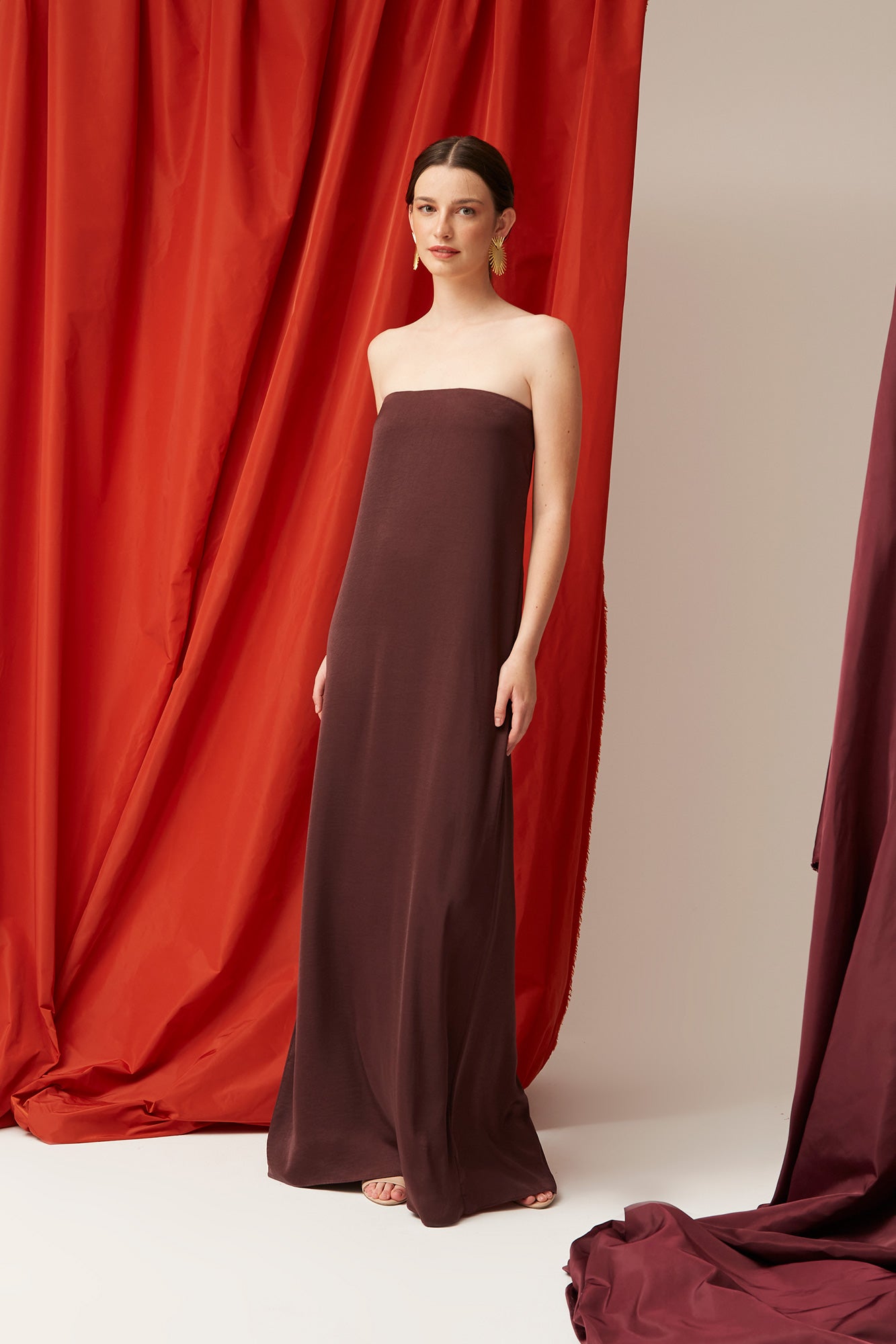 OLINDA BURGUNDY DRESS