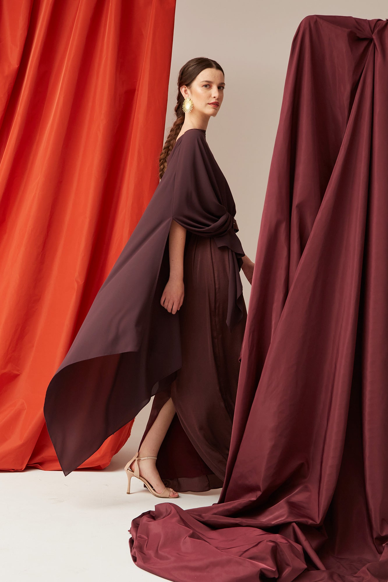 OLINDA BURGUNDY DRESS