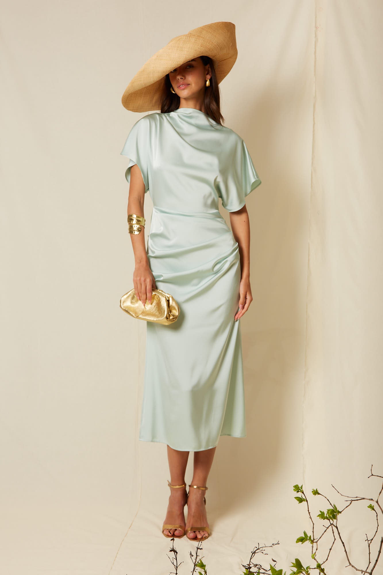 designer gold dresses AQUAMARINE DRESS