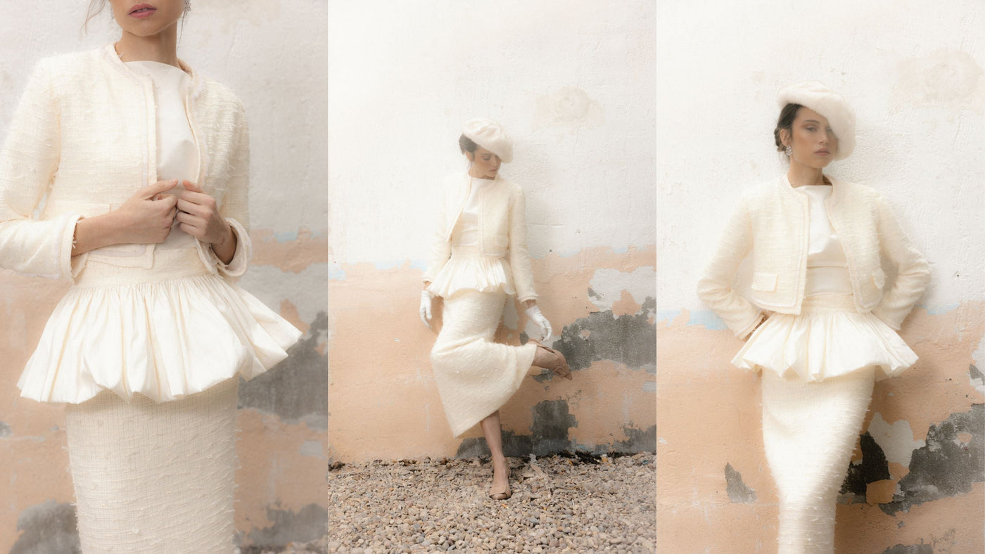 Trajes de chaqueta blancos para mujer: la alternativa perfecta al vestido en una boda civil