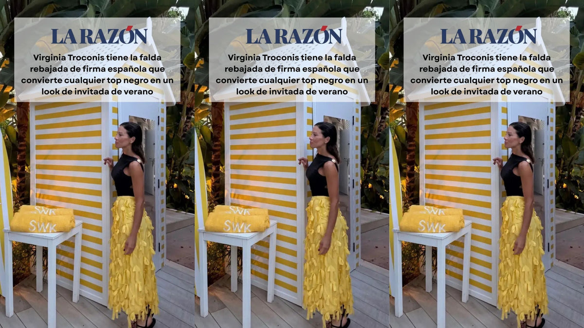 La Razón destaca la falda de Coosy elegida por Virginia Troconis como el look de invitada perfecto para el verano