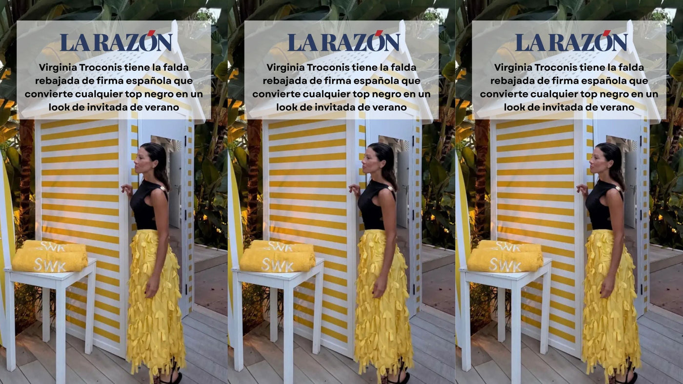 La Razón destaca la falda de Coosy elegida por Virginia Troconis como el look de invitada perfecto para el verano