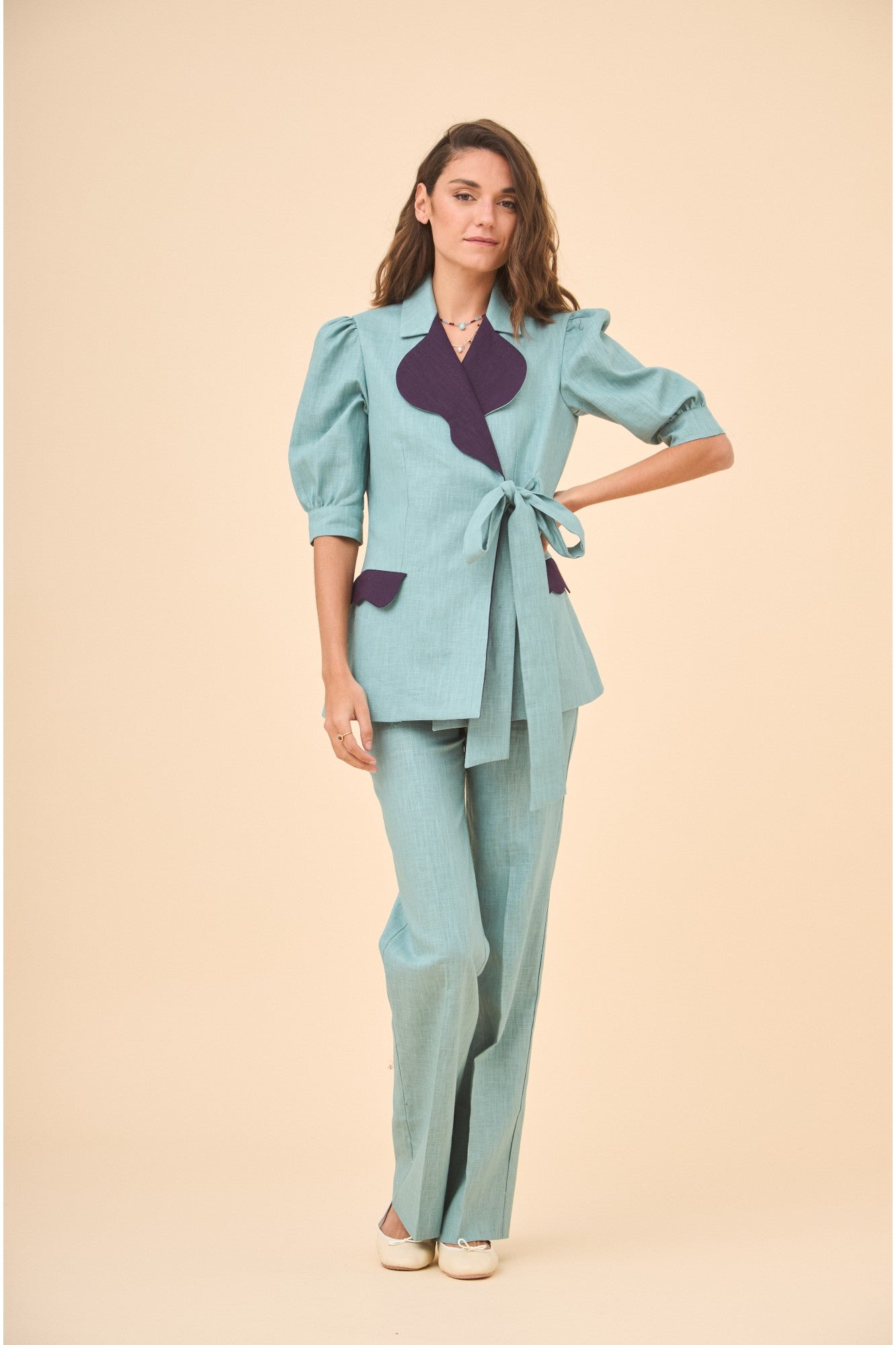 PANTALON MIRIAN VERDE/MORADO