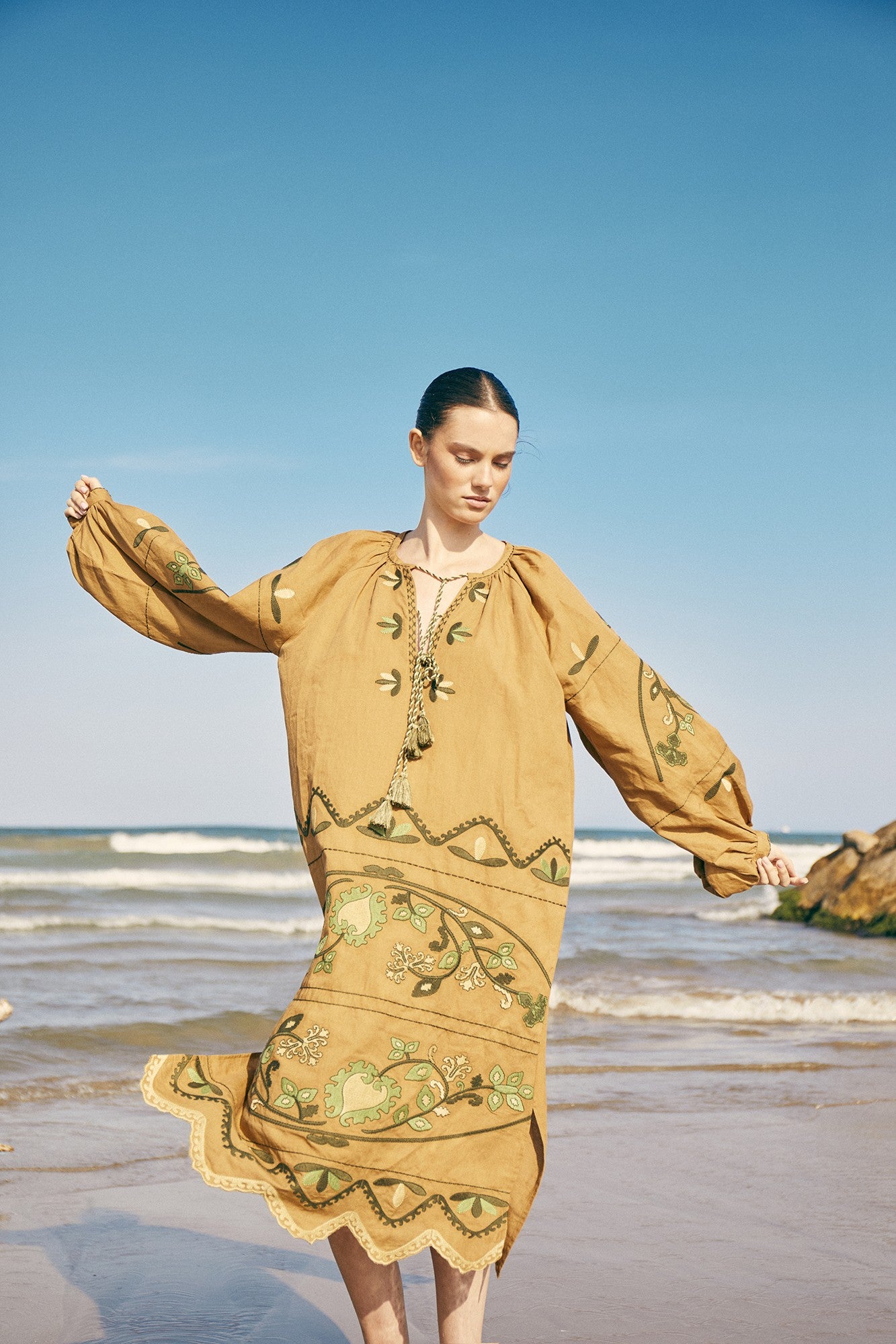 GREEN TERRY KAFTAN
