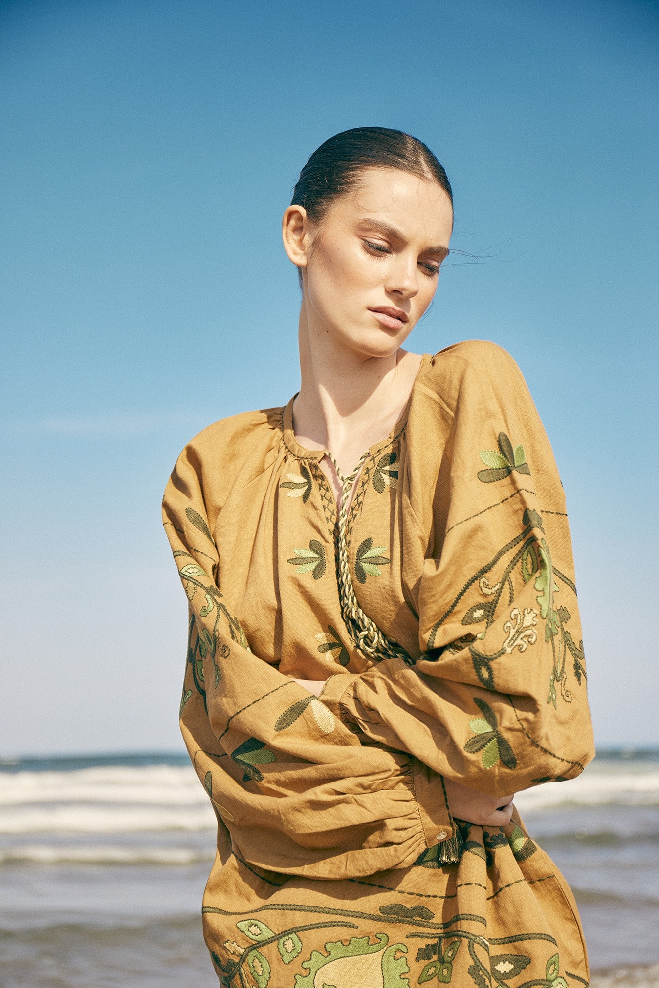 GREEN TERRY KAFTAN