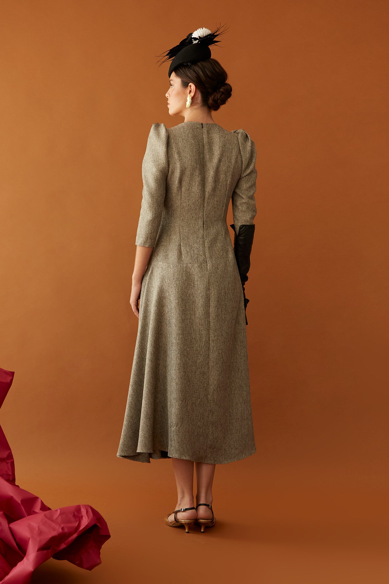 VESTIDO LONA CAQUI