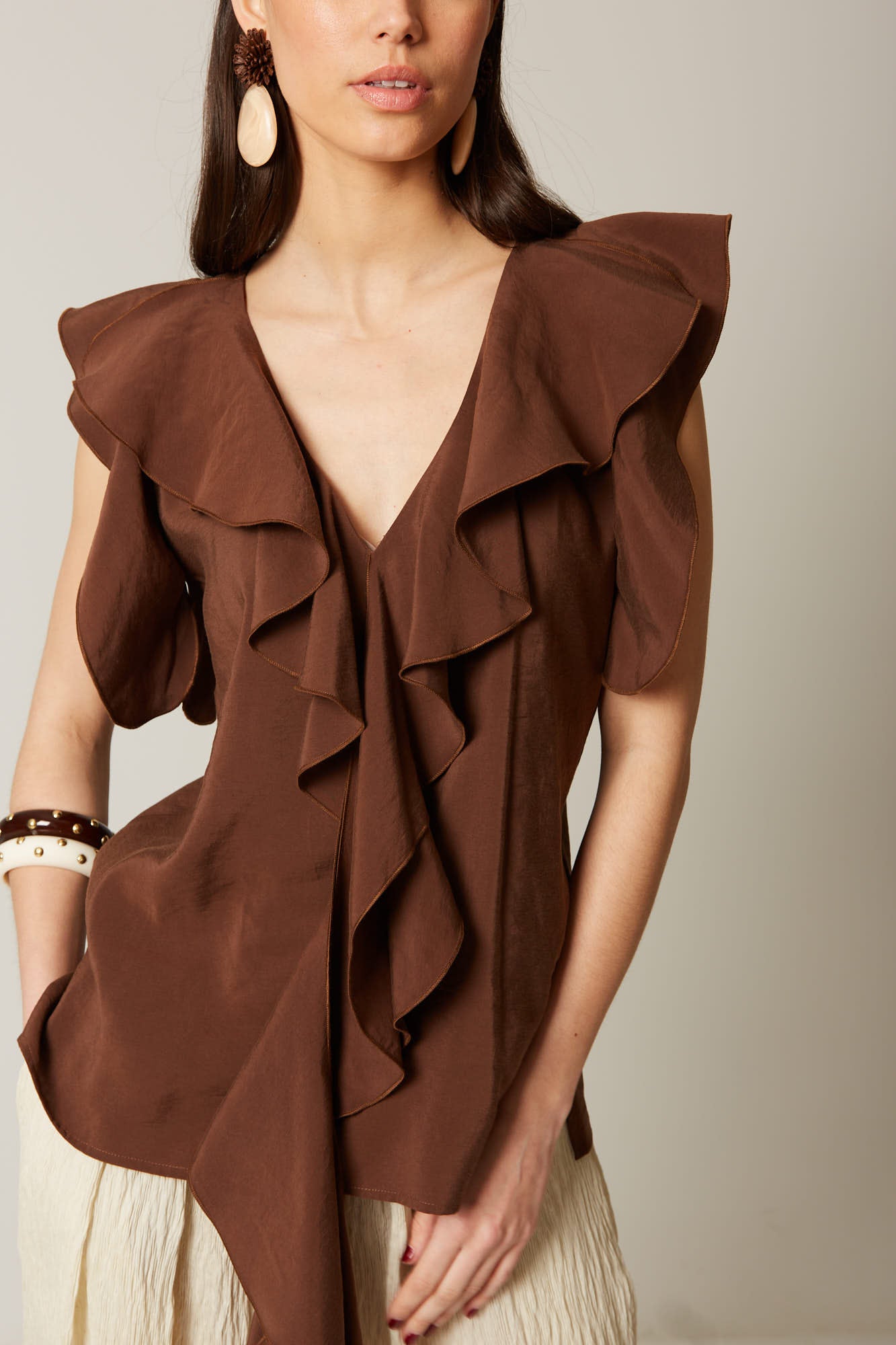 SANTIAGO BROWN BLOUSE