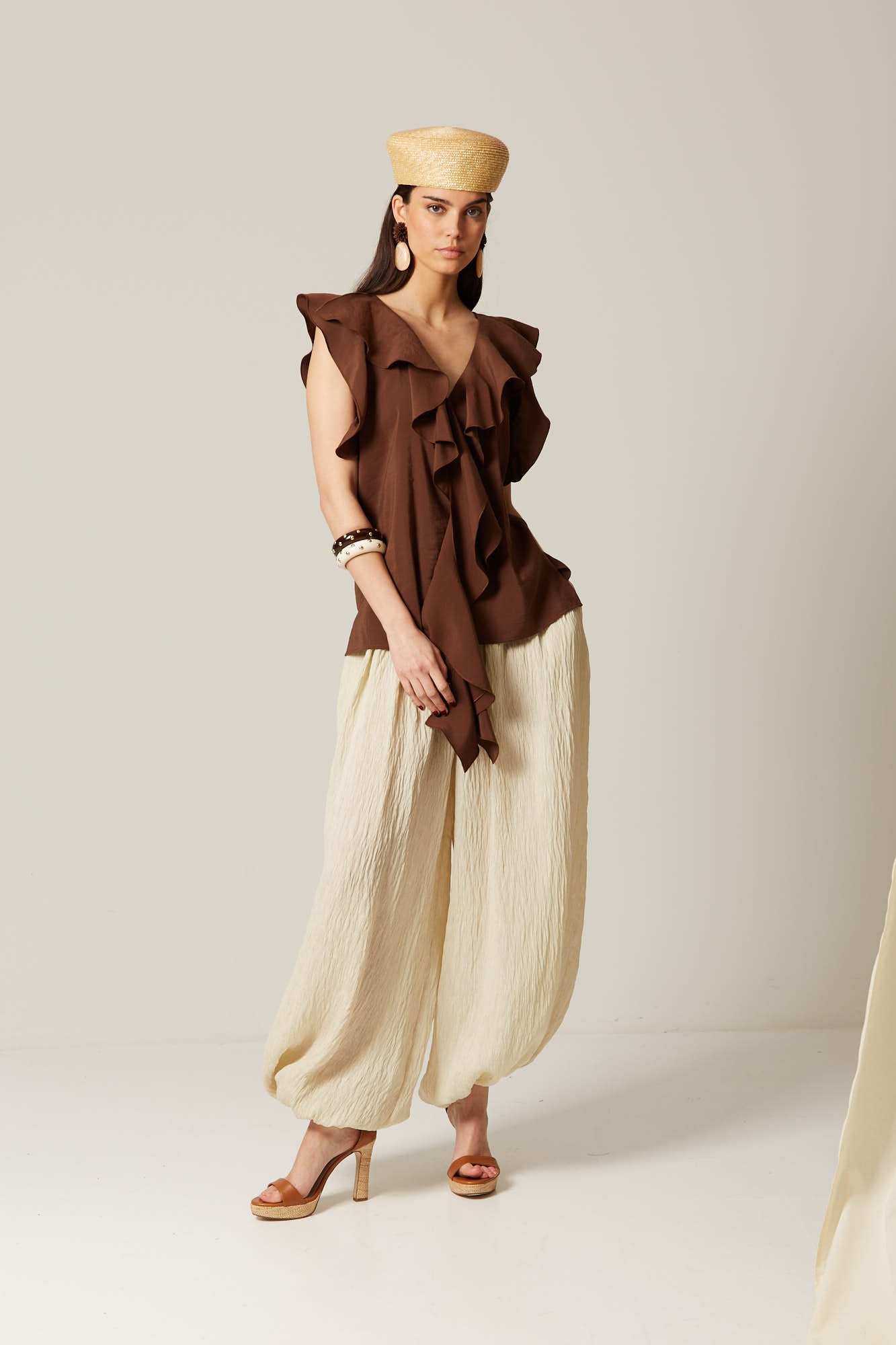 SANTIAGO BROWN BLOUSE
