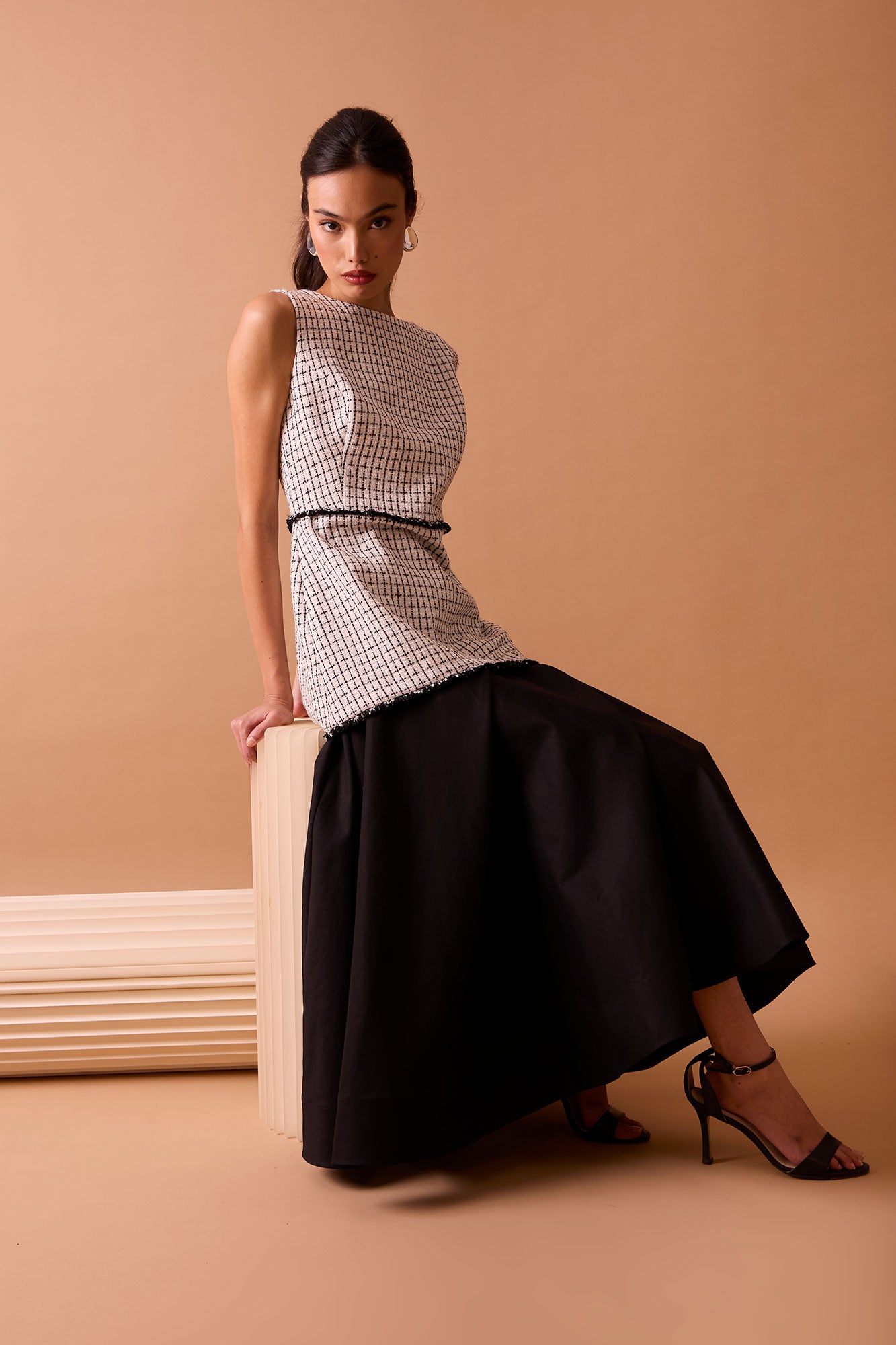 VESTIDO NENÚFAR BLANCO/NEGRO