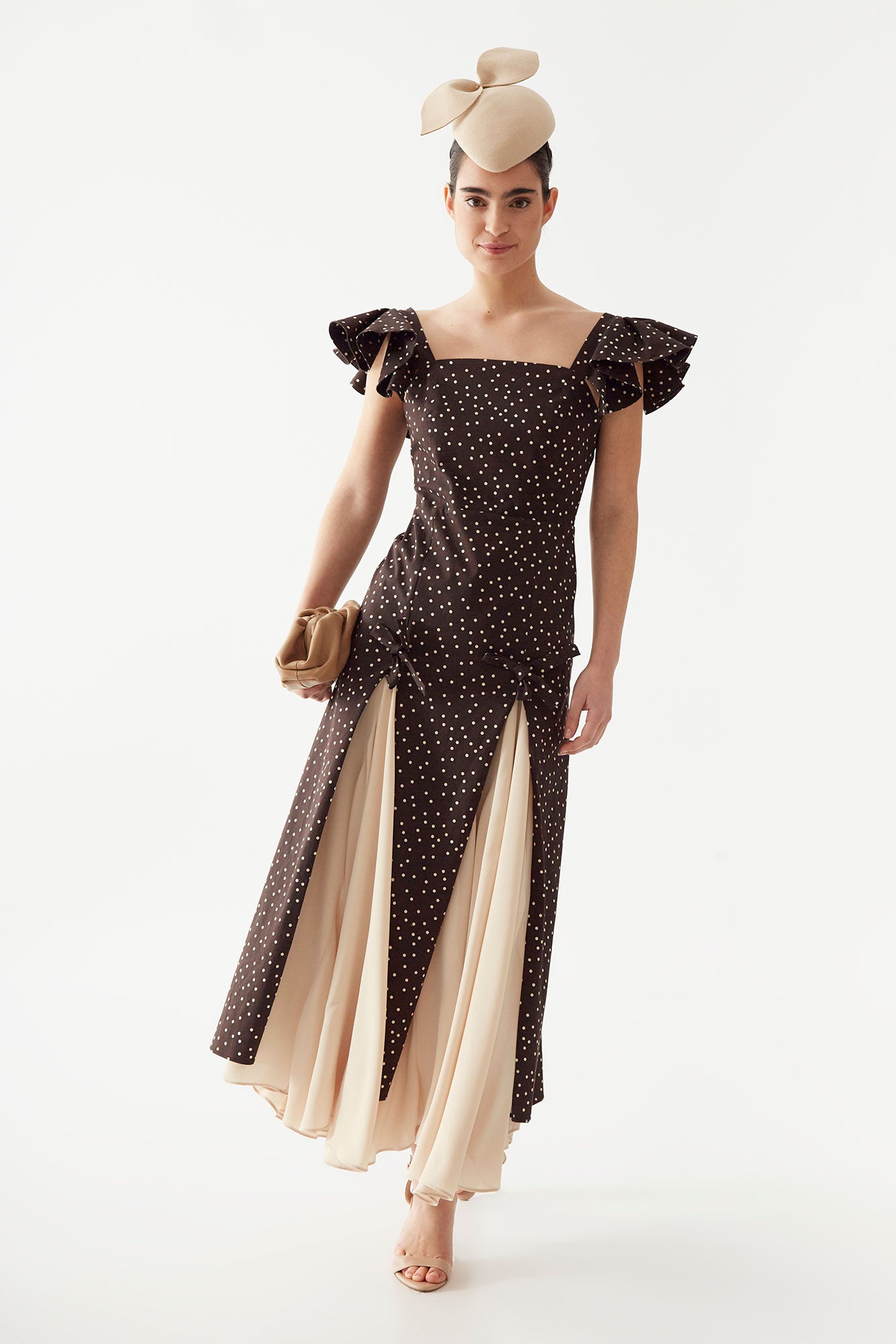 VESTIDO NORA LUNARES MARRON