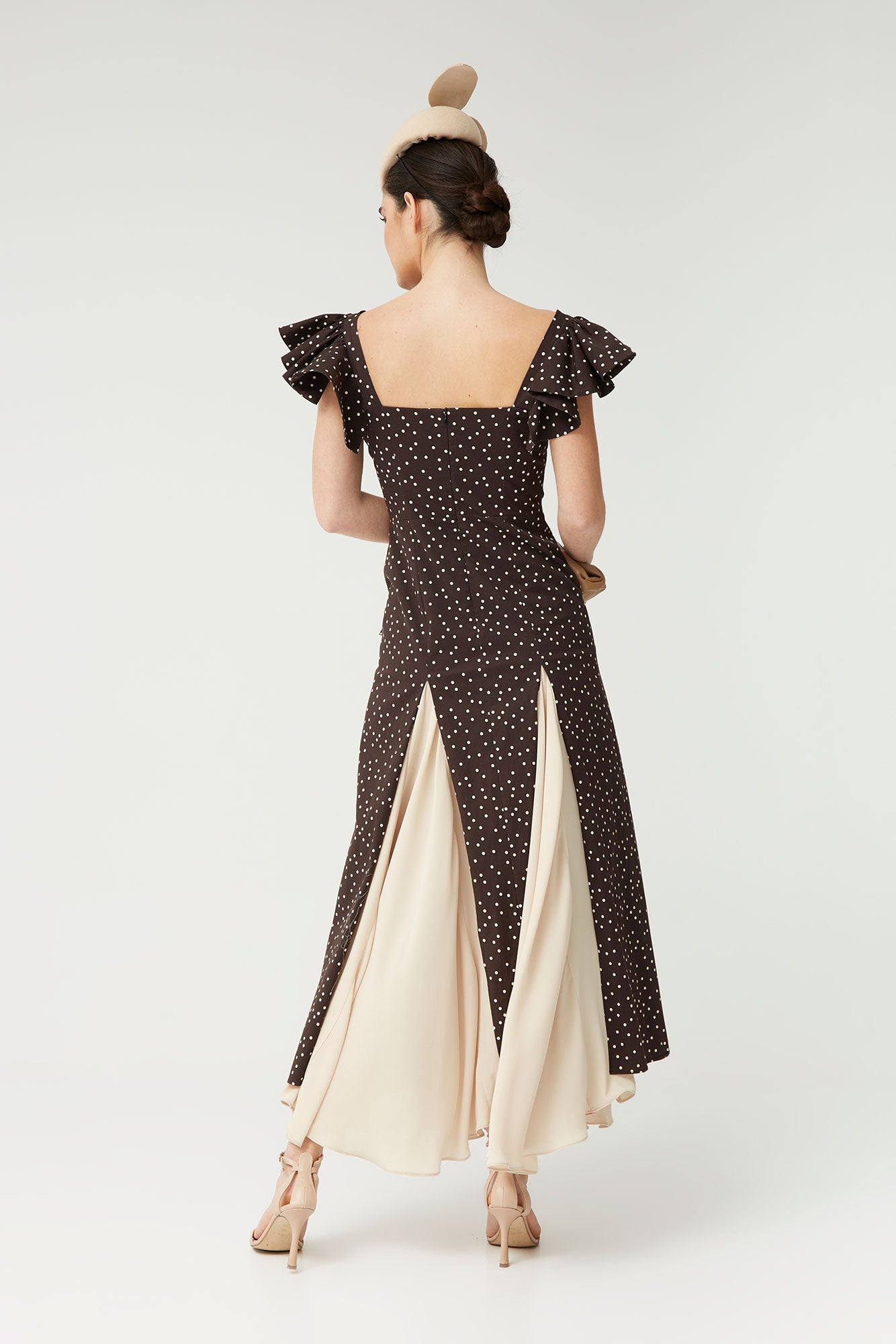 VESTIDO NORA LUNARES MARRON