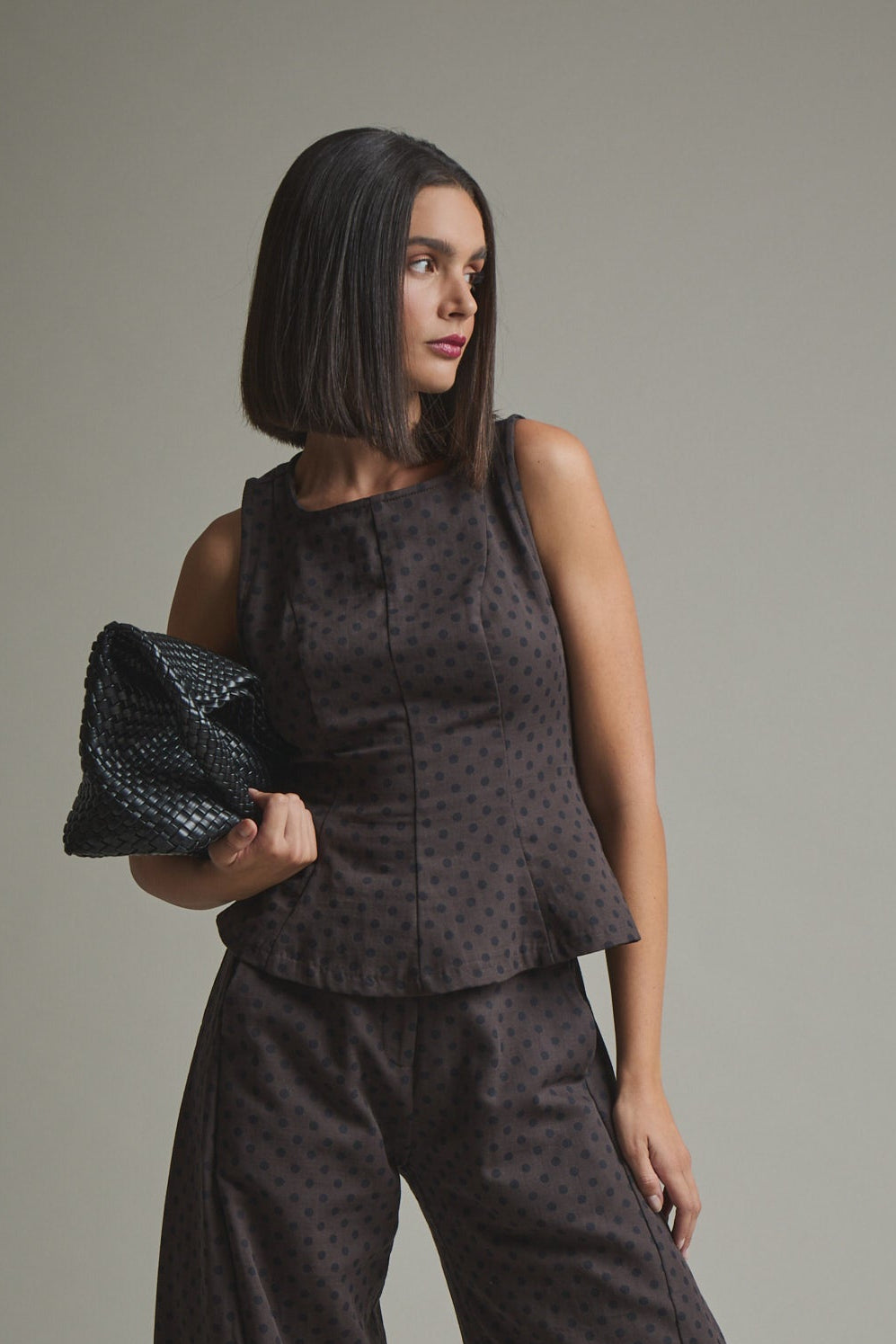 BROWN POLKA DOT TOP