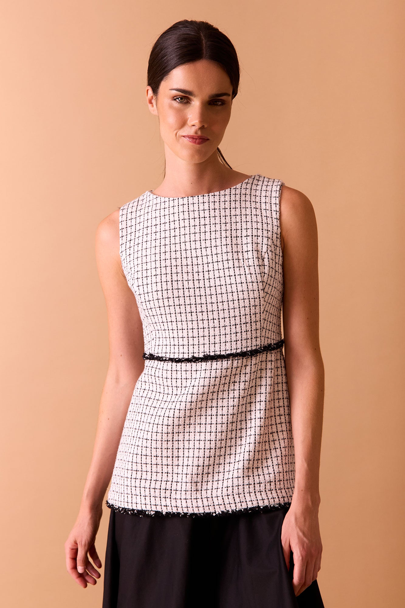 VESTIDO NENÚFAR BRANCO/PRETO