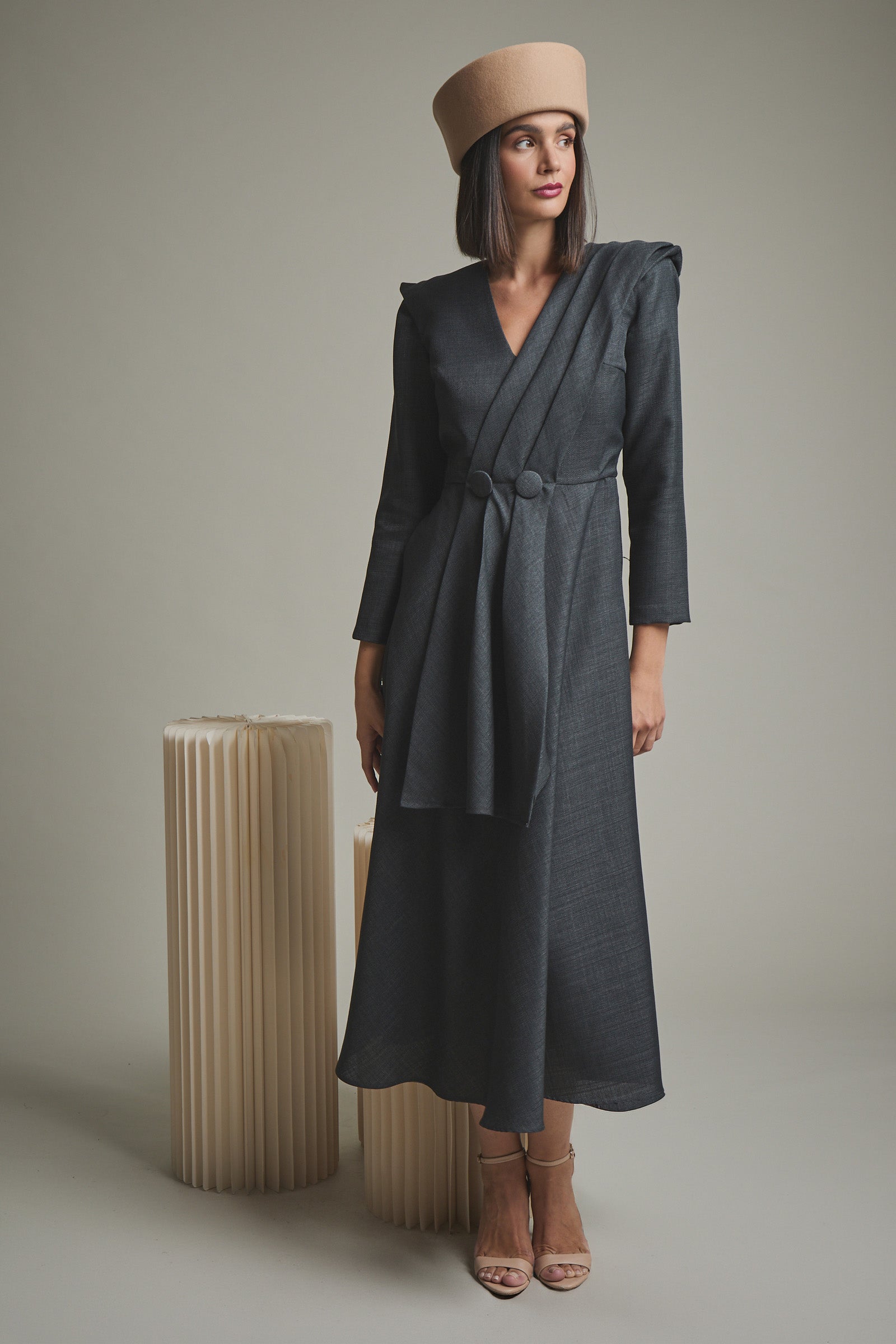 GREY HYDRANGEA DRESS