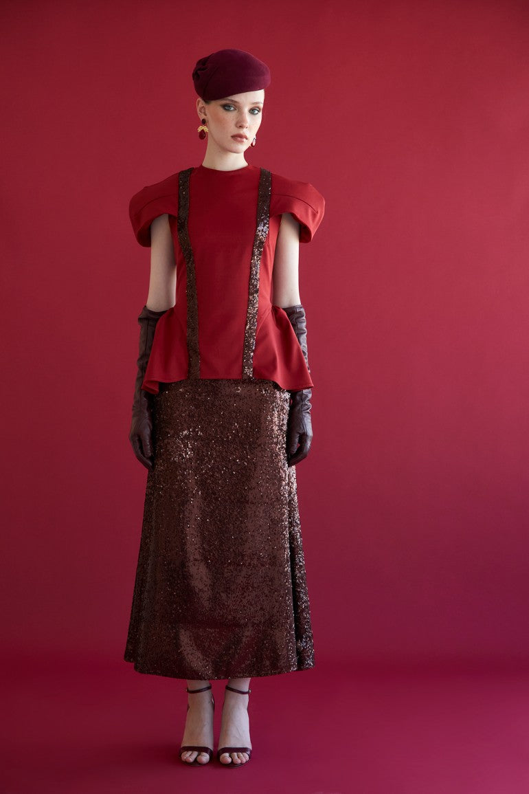 FALDA PAILLETESMARRÓN 