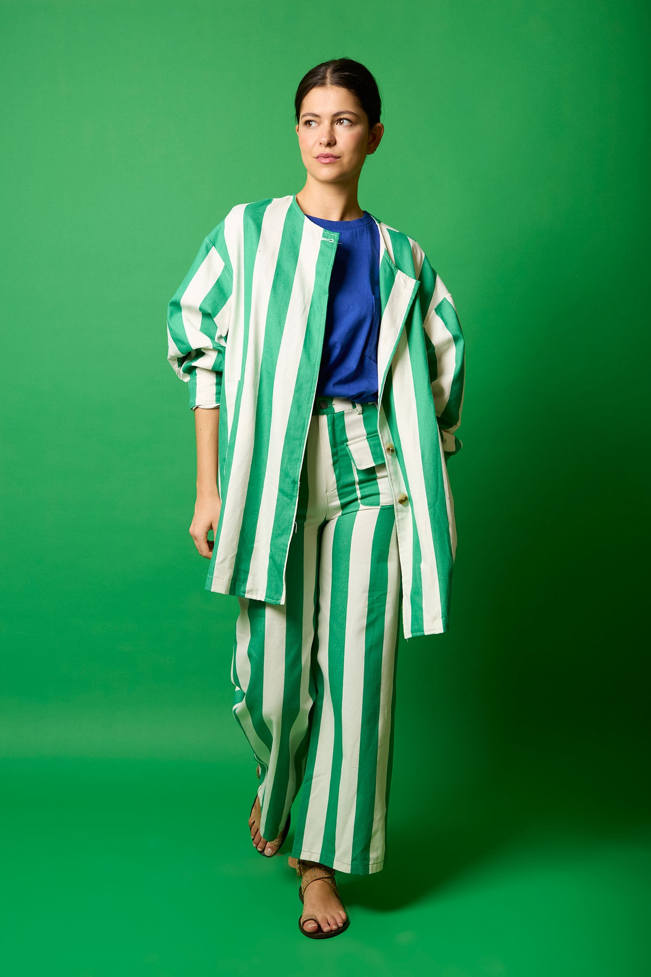 CHAQUETA SISTER40RAYAS VERDE 