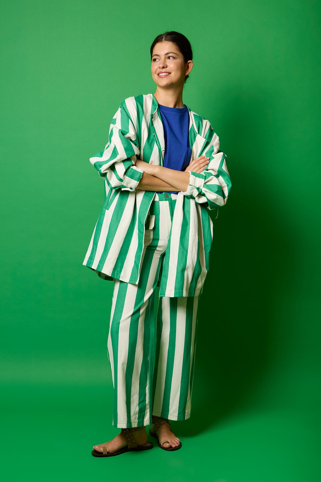 CHAQUETA SISTER40RAYAS VERDE 