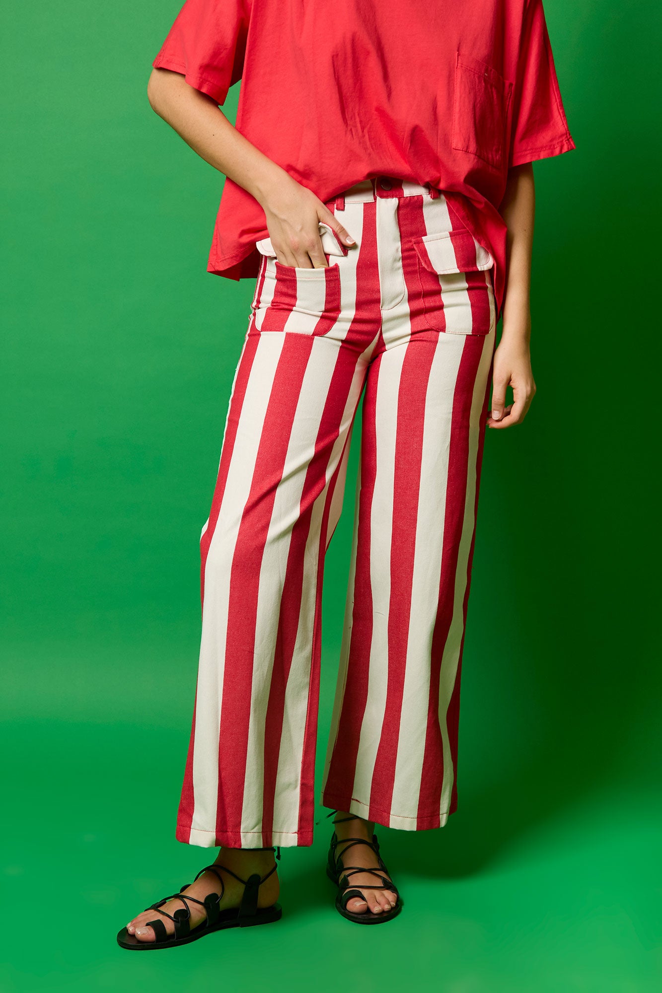 PANTALON SISTER39RAYAS ROJO 