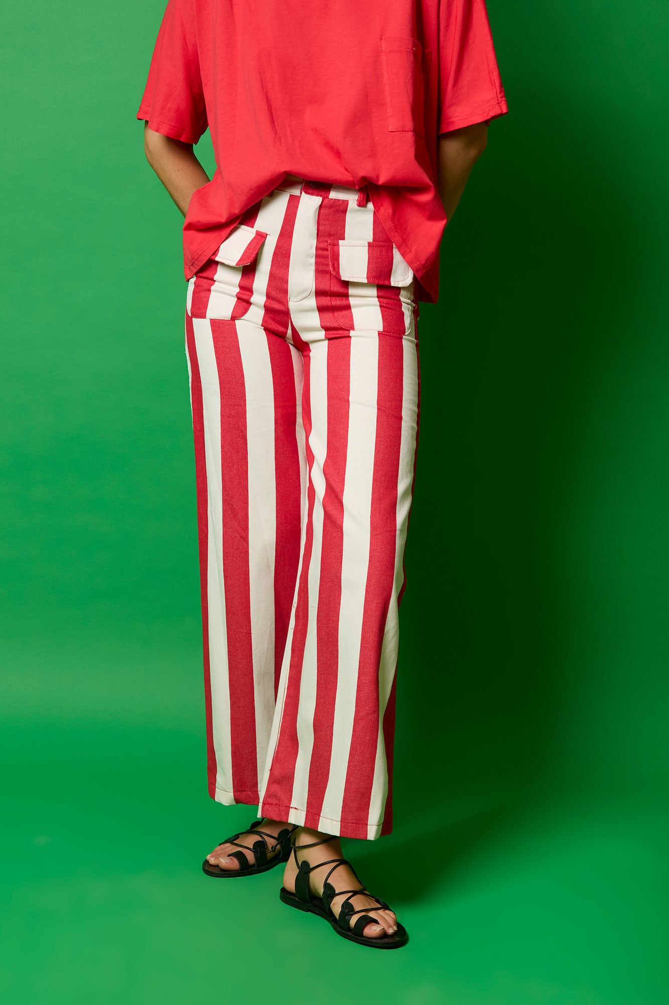 PANTALON SISTER39RAYAS ROJO 