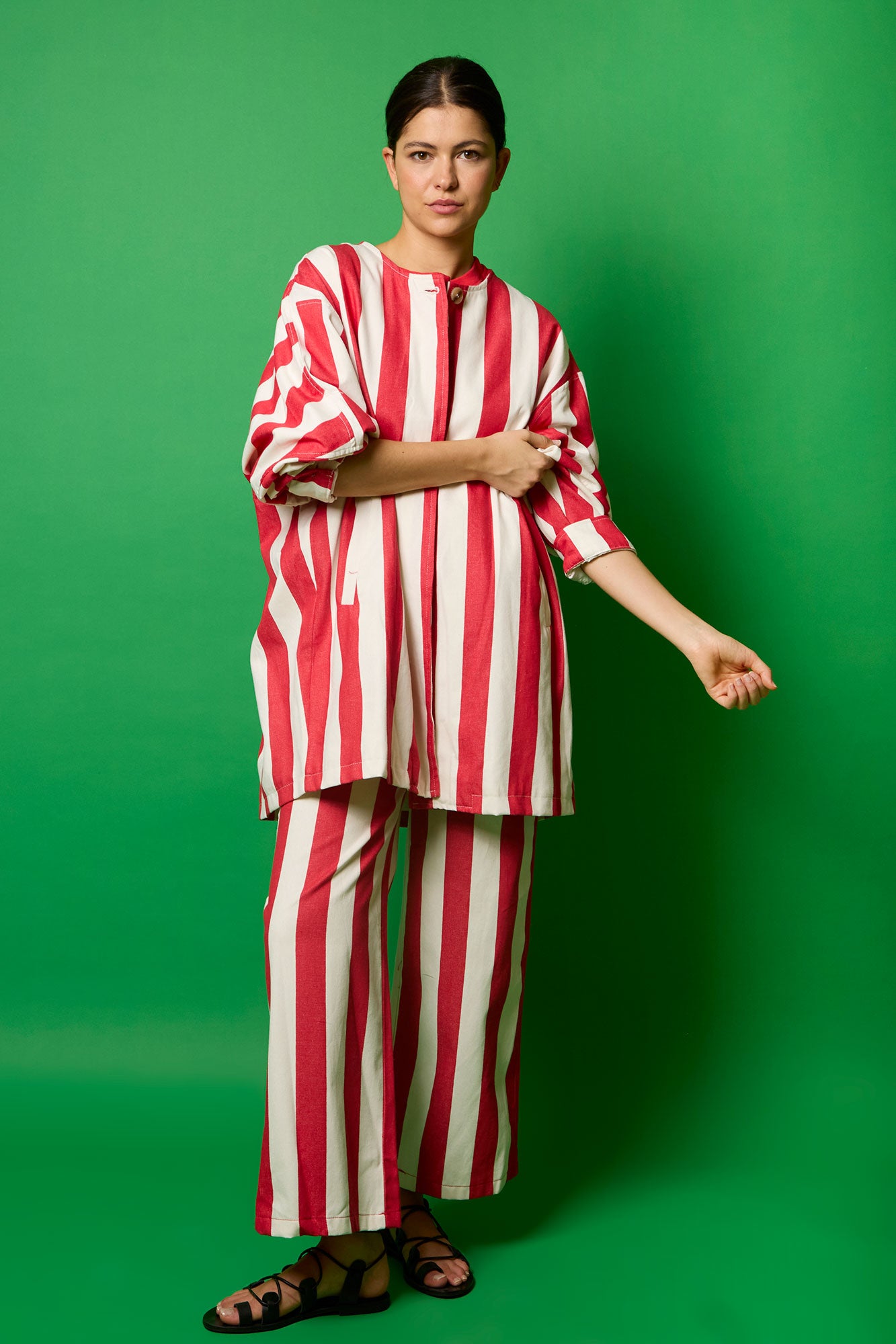 PANTALON SISTER39RAYAS ROJO 