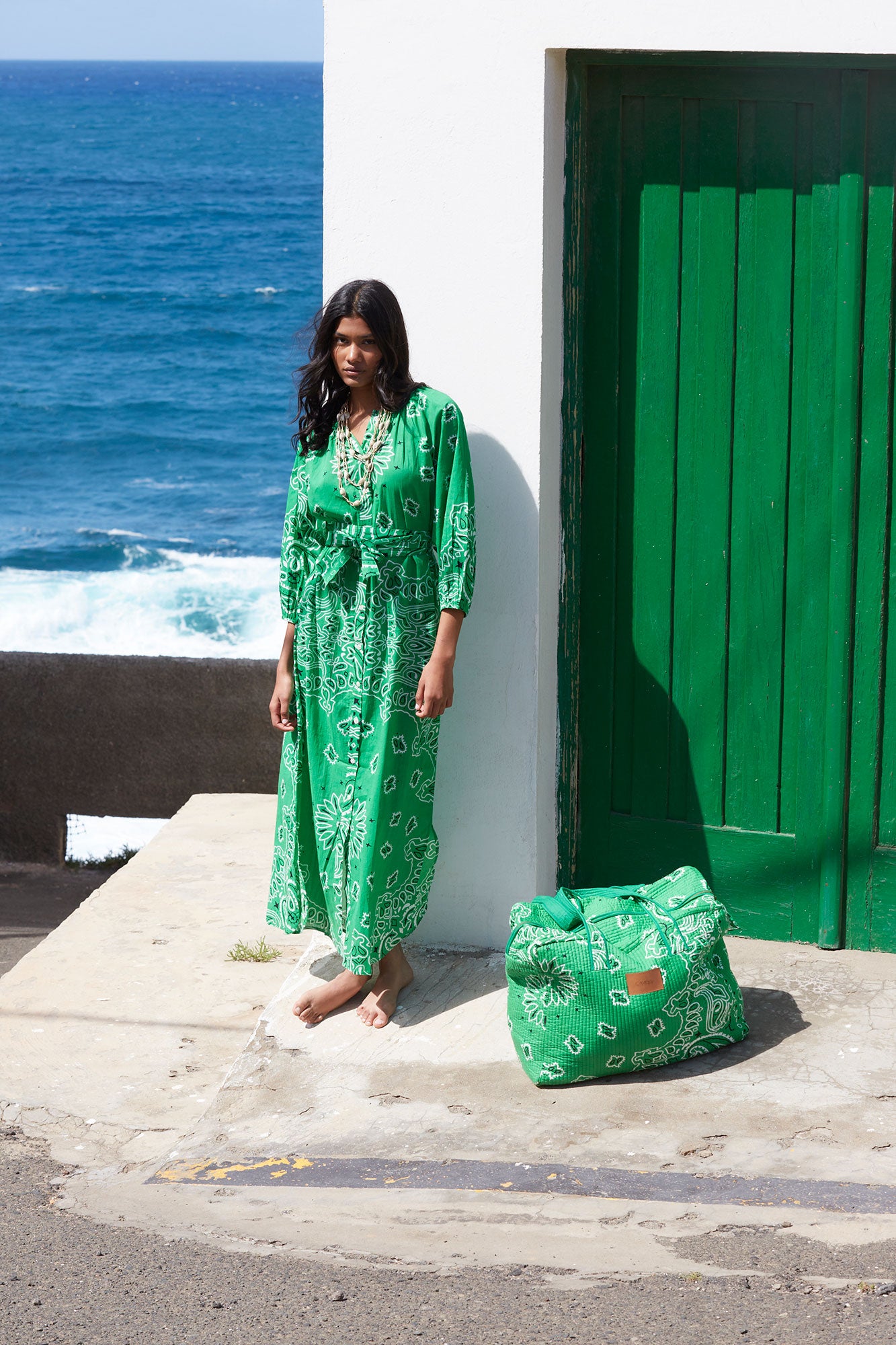 GREEN BANDANA DRESS