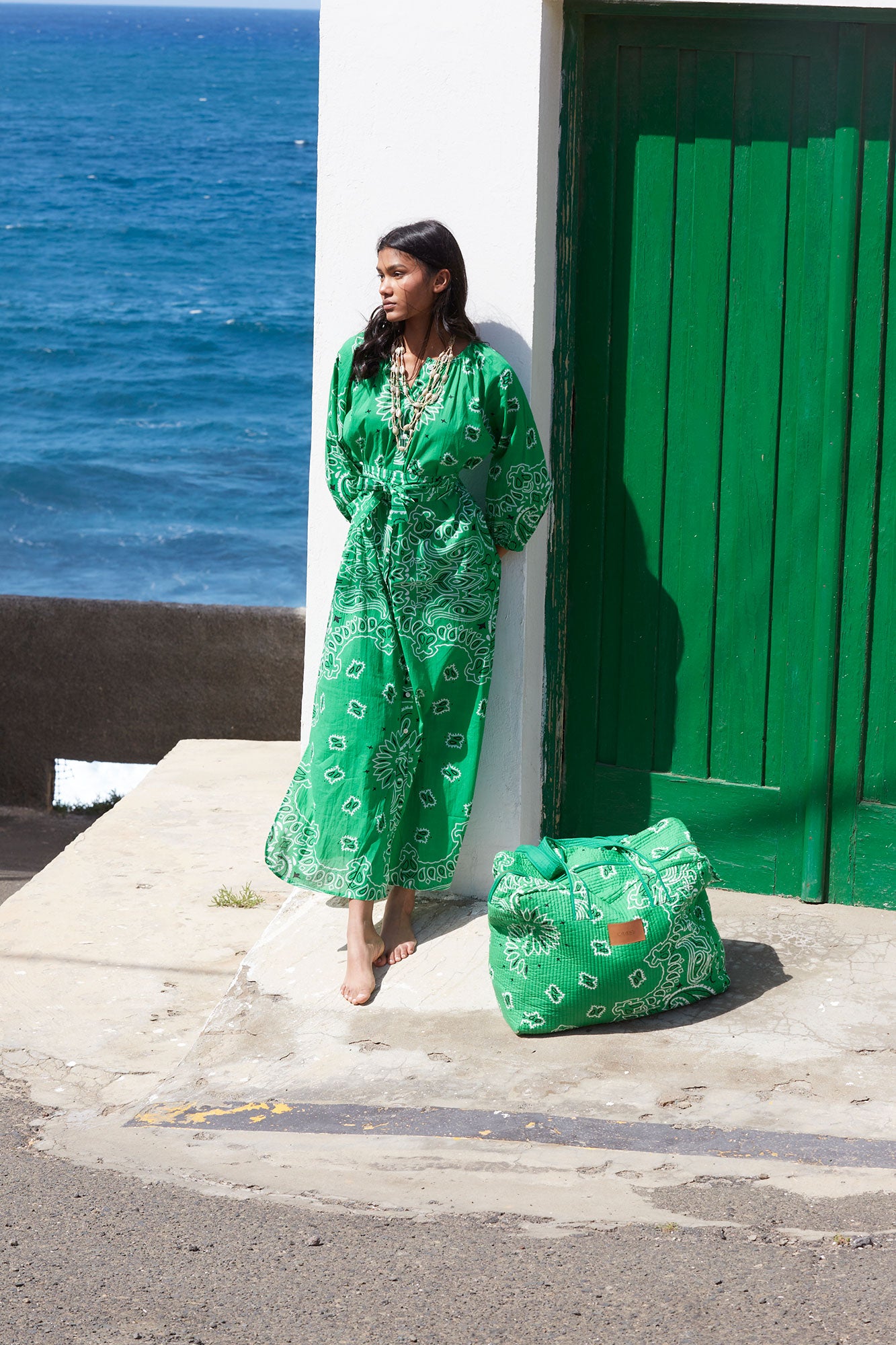 GREEN BANDANA DRESS