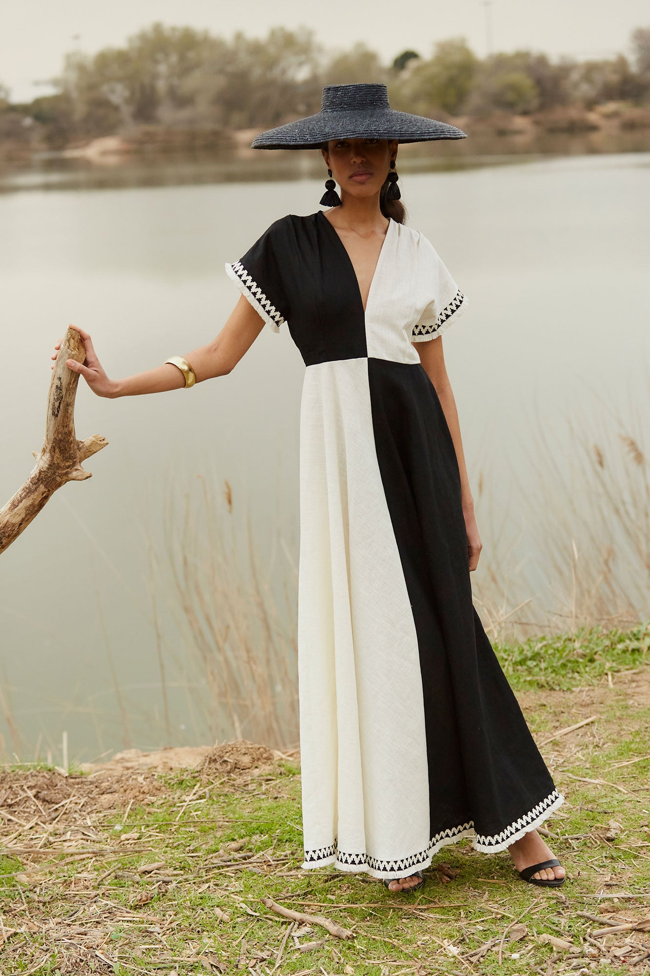 VESTIDO CARMELA BLANCO/NEGRO