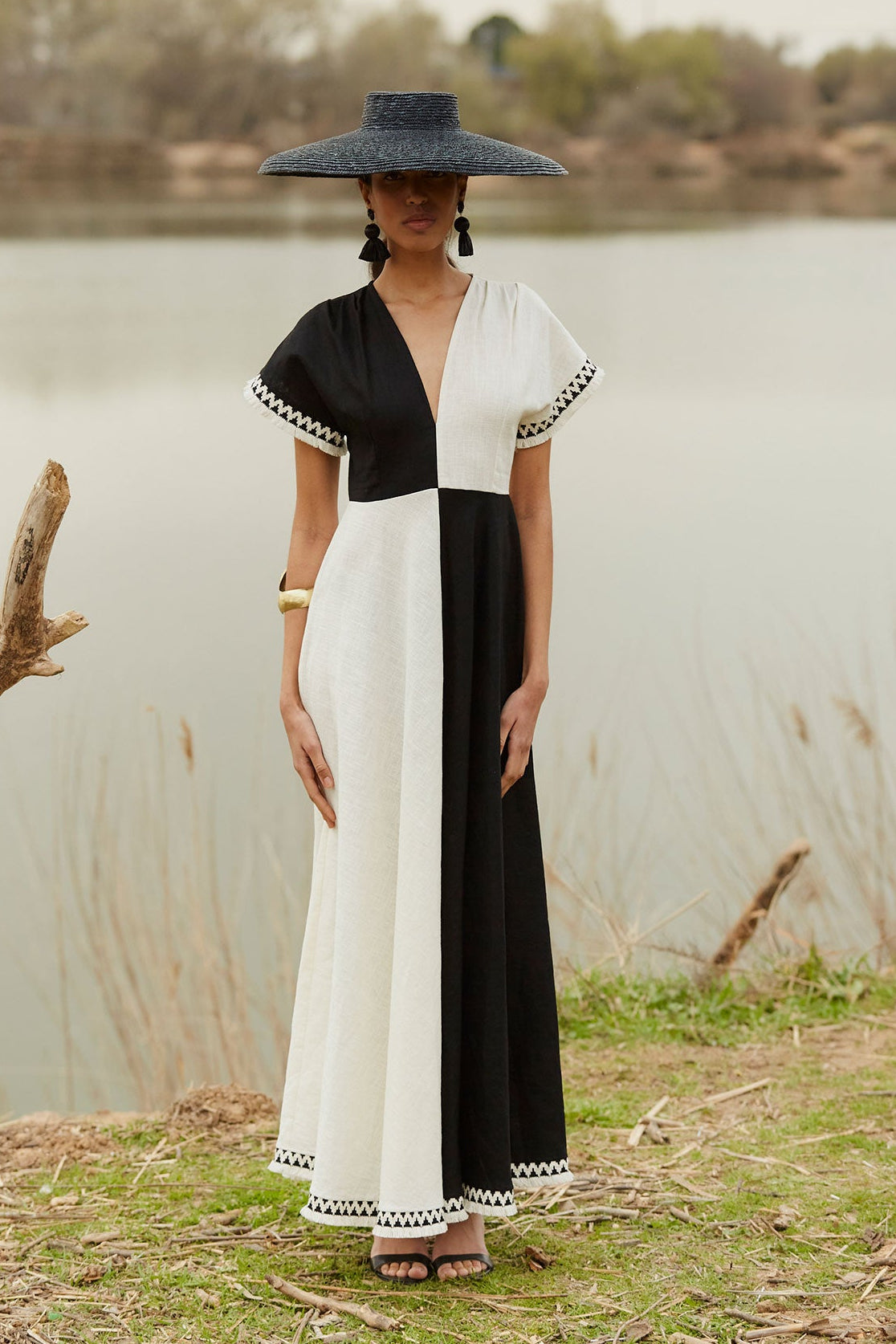 VESTIDO CARMELA BLANCO/NEGRO