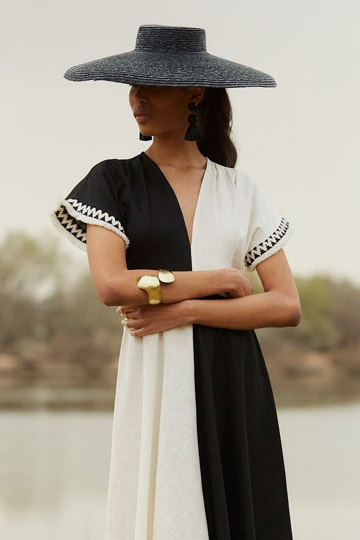 VESTIDO CARMELA BLANCO/NEGRO