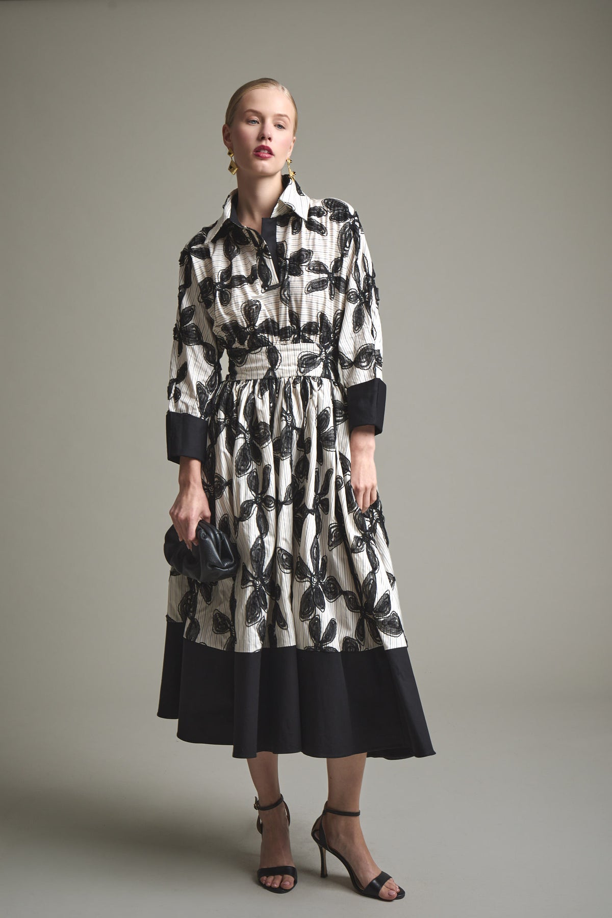 ROBE ELEVIA ÉCRU/NOIR