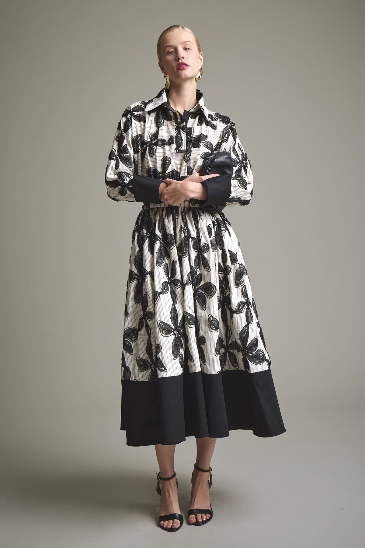 ROBE ELEVIA ÉCRU/NOIR