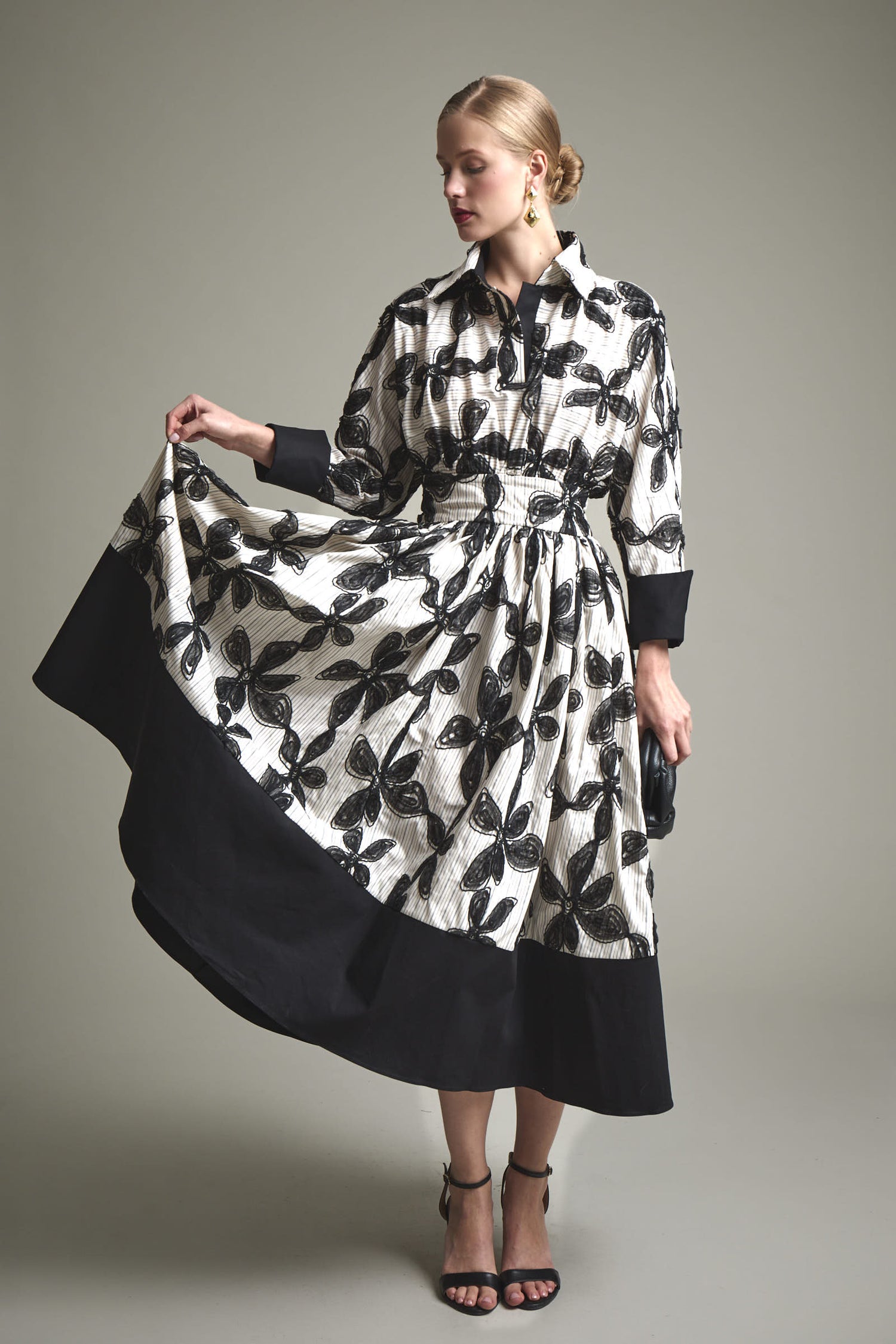 VESTIDO ELEVIA CRUDO/NEGRO