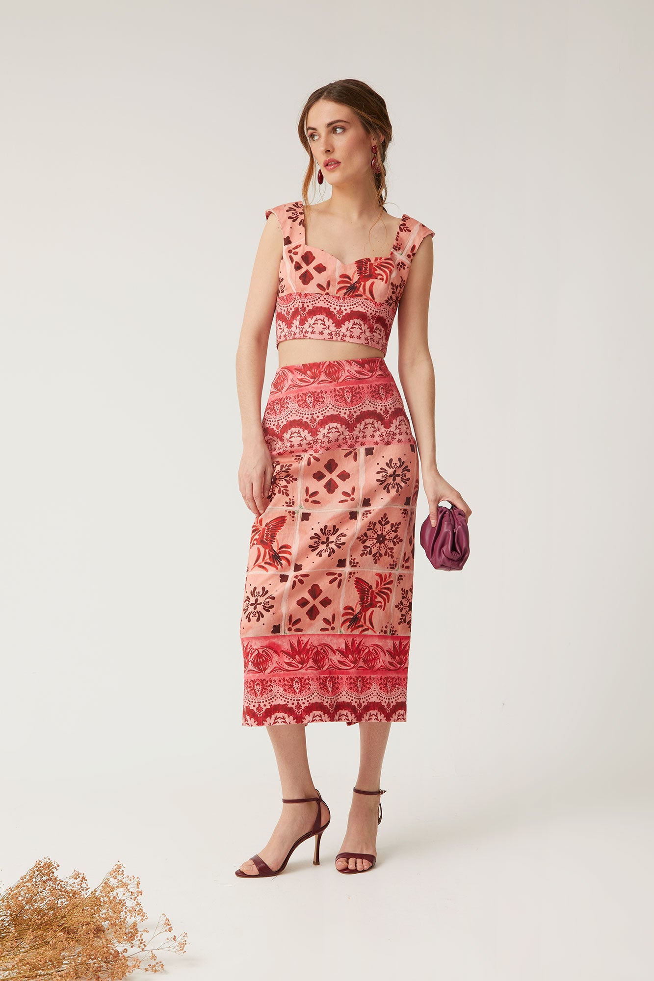 PINK DAMASK SKIRT