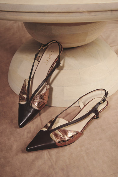 BROWN MINI HEEL SHOE