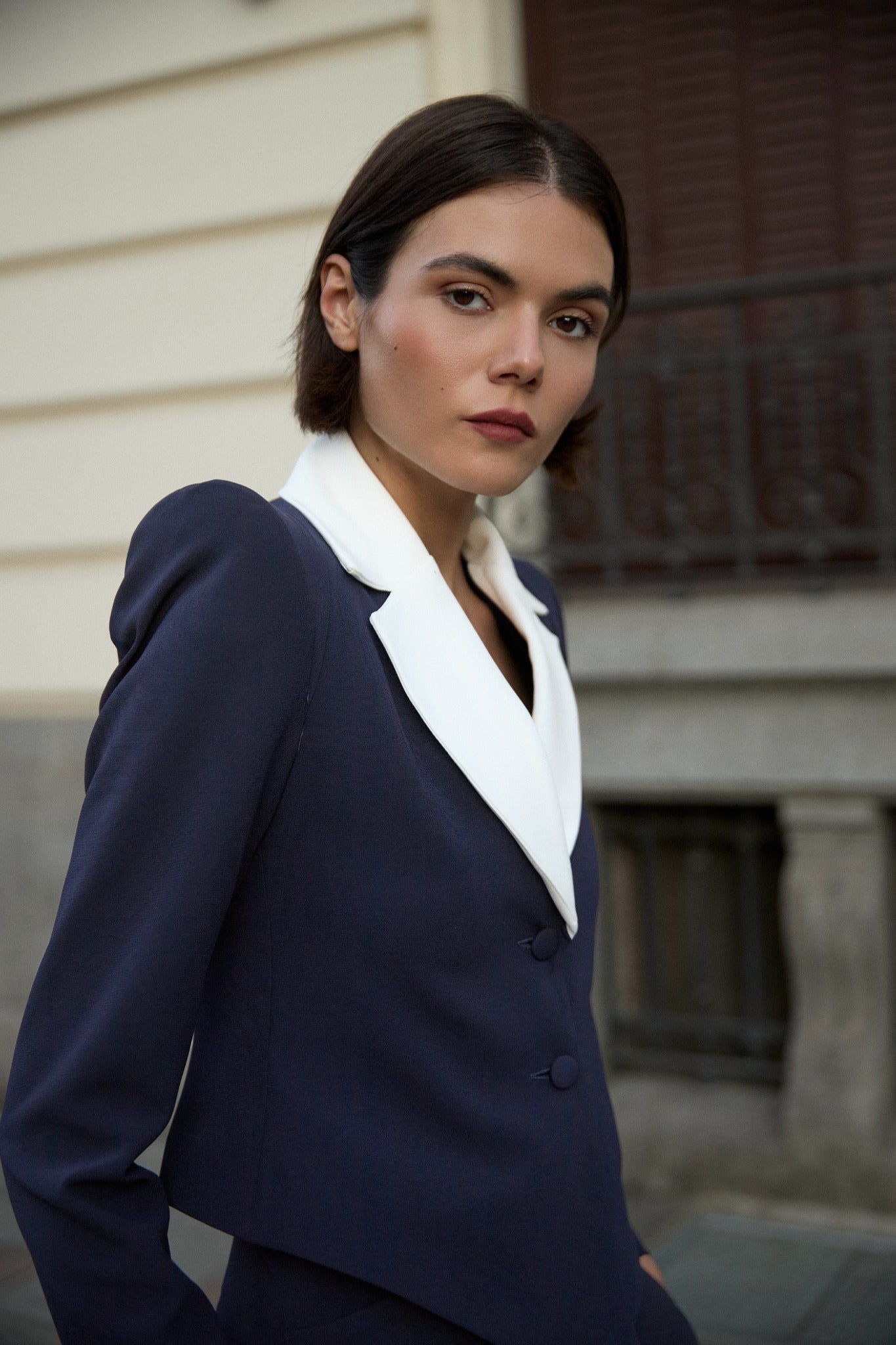 BLAZER NAREN AZUL-MARINHO/BRANCO