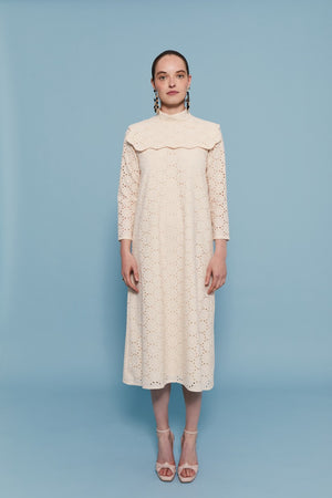 BEIGE DIE-CUT DRESS