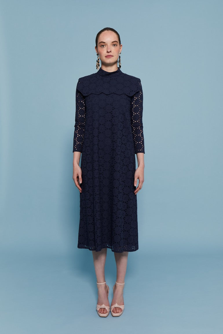 NAVY DIE-CUT DRESS