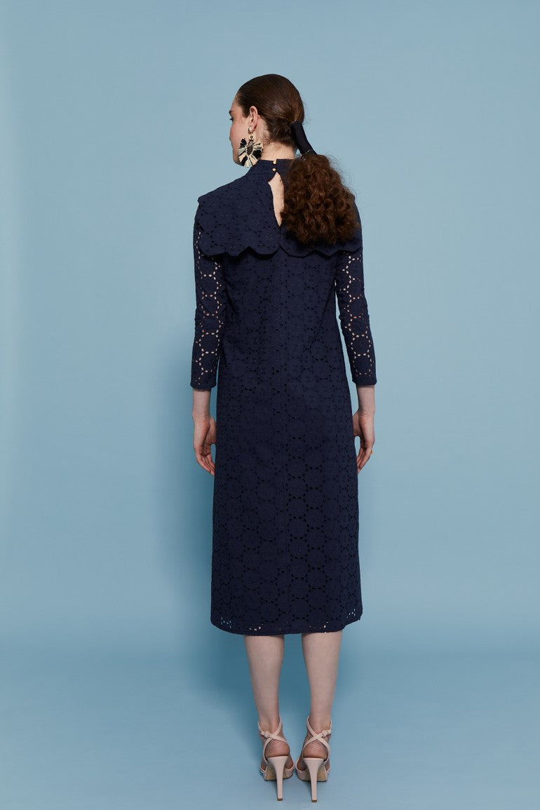 NAVY DIE-CUT DRESS