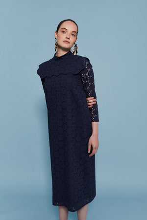 NAVY DIE-CUT DRESS